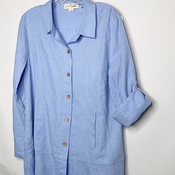 Linen blend Blue Shirt (L/XL) - Picture 3 of 13